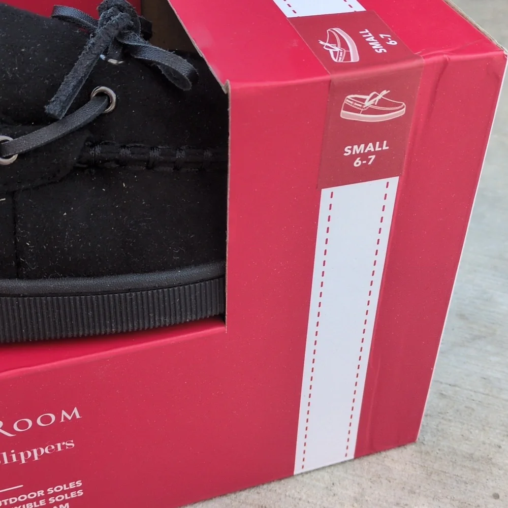 Club Room Mens Black‎ Casual Faux Fur Slippers Size S